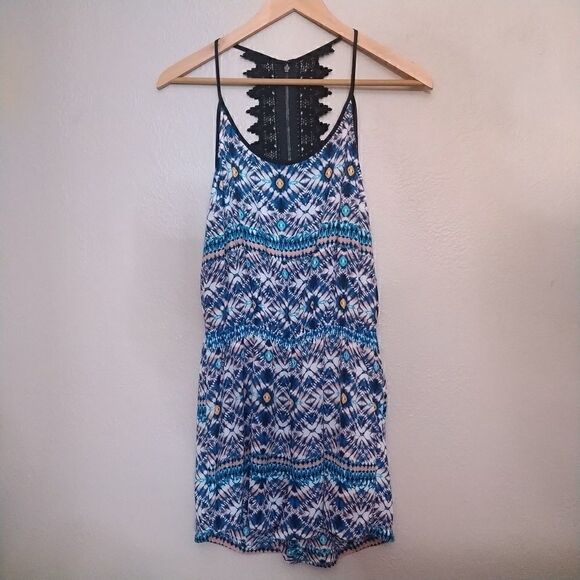 Daniel Rainn Blue Floral Tank Short Romper XS - Picture 2 of 8